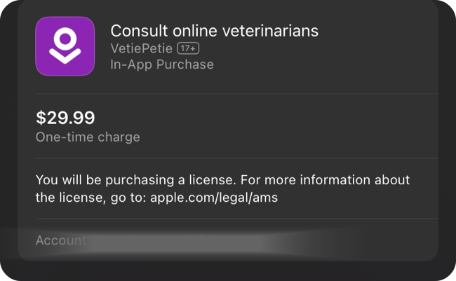  Online veterinary consultation: $29.9/month